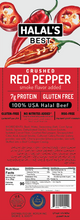 Load image into Gallery viewer, Halal&#39;s Best Crushed Red Pepper Beef Stick front of box with ingredients