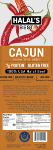 Halal's Best Cajun Beef Stick box view with ingredients