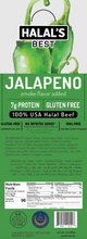 Load image into Gallery viewer, Halal&#39;s Best Jalapeno Beef Stick box view with ingredients
