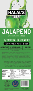 Halal's Best Jalapeno Beef Stick box view with ingredients